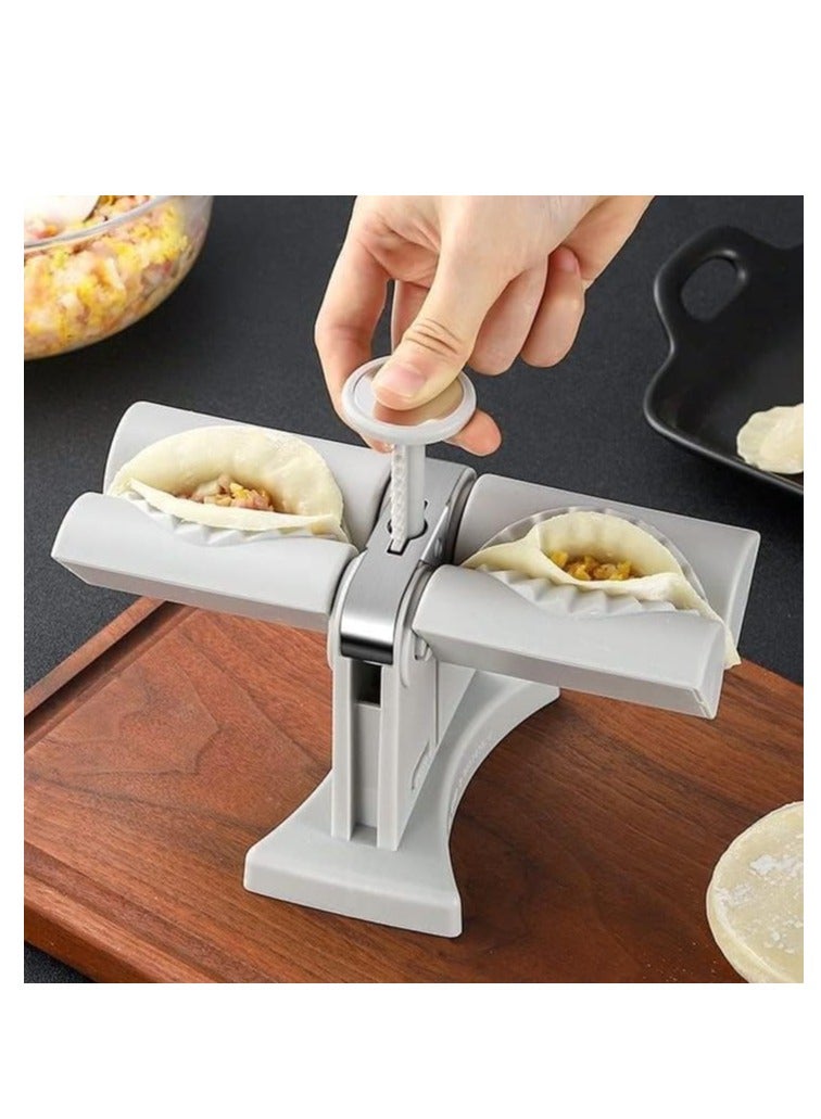 Automatic Dumpling Maker Mould Machine Household Dumpling Maker Press Double Head Automatic Dumpling Wrapper Tool Dumpling Skin Maker Molds, Easy-tool for Dumpling, Wrap Two At A Time - Image 2