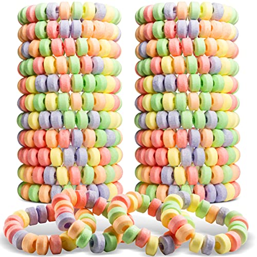 Bedwina 36-pack Bulk Candy Bracelets For Kids 2.5 Inch - Individually Wrapped - Stretchable Edible Colorful Fruit Flavor Rainbow Bracelets For Birthday Party Favors Supplies & Goodie Bags, Halloween Candy - Image 1