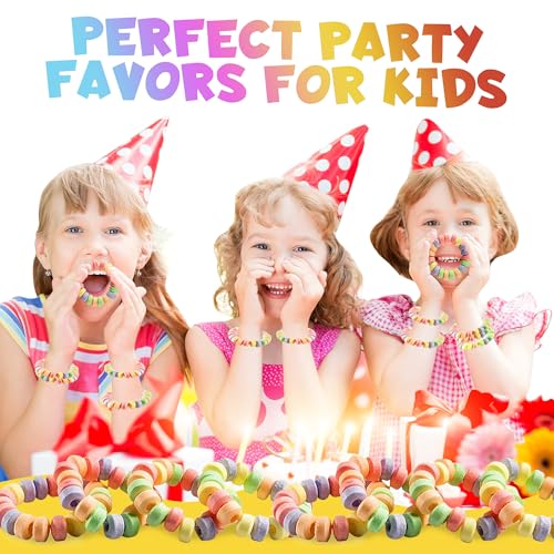Bedwina 36-pack Bulk Candy Bracelets For Kids 2.5 Inch - Individually Wrapped - Stretchable Edible Colorful Fruit Flavor Rainbow Bracelets For Birthday Party Favors Supplies & Goodie Bags, Halloween Candy - Image 5