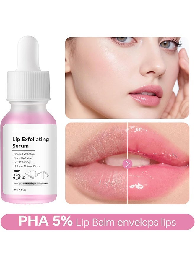 EELHOE Lip Exfoliating Serum,5% PHA Exfoliating Lip Serum, Overnight Leave-On Moisturizer for Dry Cracked Flaky Dark Lips, Vegan Cruelty-Free Hydrating Exfoliator Primer for Smooth Soft Plump Lips,15ml - Image 2