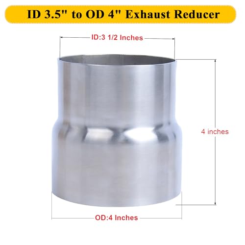 Elifecenter Universal Stainless ID 3.5 inch to OD 4 inch Exhaust Adapter Reducer (3-1/2" ID to 4" OD) - Image 3