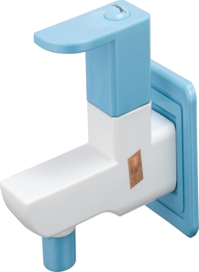 Prayag® Delta Series Fancy Bib Cock 15mm with Flange | 5-Years Manufacturer Warranty | Durable PTMT Plastic Wall Mounted Water Tap | Drip - Free Foam Flow Faucet for Bathroom - (Royal Blue) - Image 1