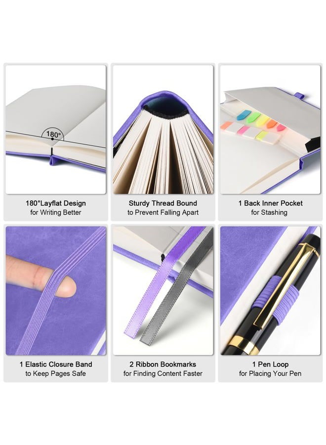 OFFIGIFT Lined Notebook Journal for Women Men, Large B5 College Ruled Notebook, 312 Numbered Pages Notebooks for Work, 100gsm Paper Daily Journal, Hardcover Vegan Leather Journals for Writing Office, Purple - Image 5