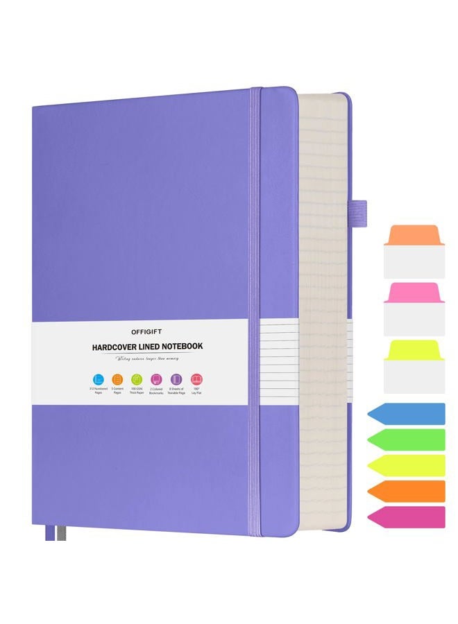OFFIGIFT Lined Notebook Journal for Women Men, Large B5 College Ruled Notebook, 312 Numbered Pages Notebooks for Work, 100gsm Paper Daily Journal, Hardcover Vegan Leather Journals for Writing Office, Purple - Image 1