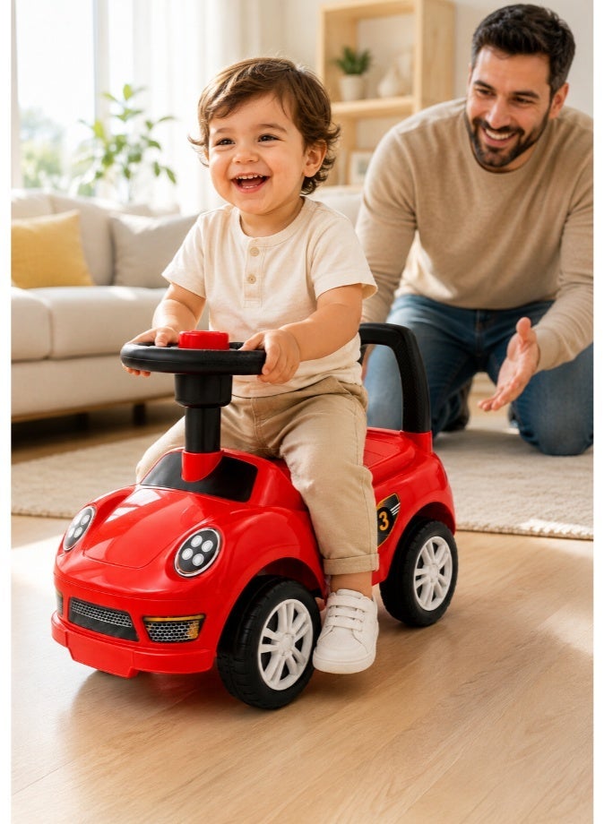 DAT Kids Foot-to-Floor Ride-On Sliding Car with Steering Wheel, BPA-Free PP Plastic, Anti-Rollover Stable Base for Toddlers Ages 1-3 – Red - Image 5
