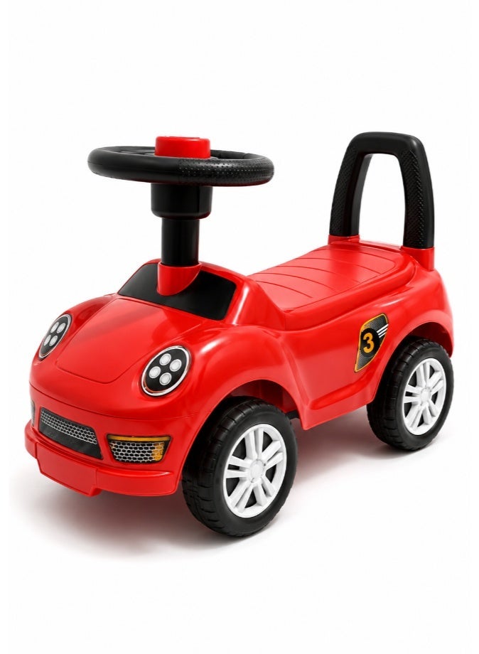 DAT Kids Foot-to-Floor Ride-On Sliding Car with Steering Wheel, BPA-Free PP Plastic, Anti-Rollover Stable Base for Toddlers Ages 1-3 – Red - Image 1