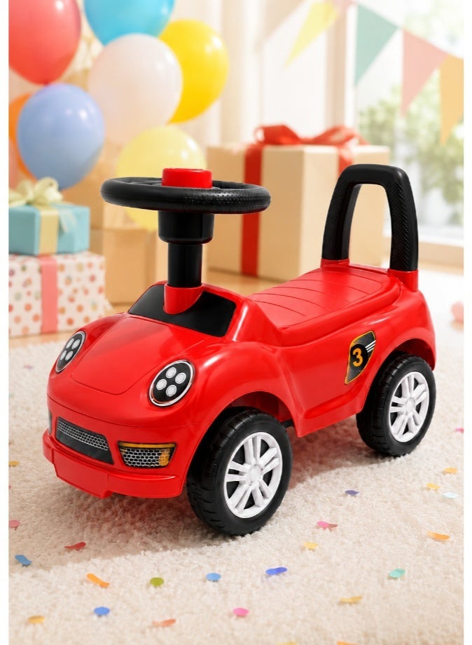 DAT Kids Foot-to-Floor Ride-On Sliding Car with Steering Wheel, BPA-Free PP Plastic, Anti-Rollover Stable Base for Toddlers Ages 1-3 – Red - Image 3