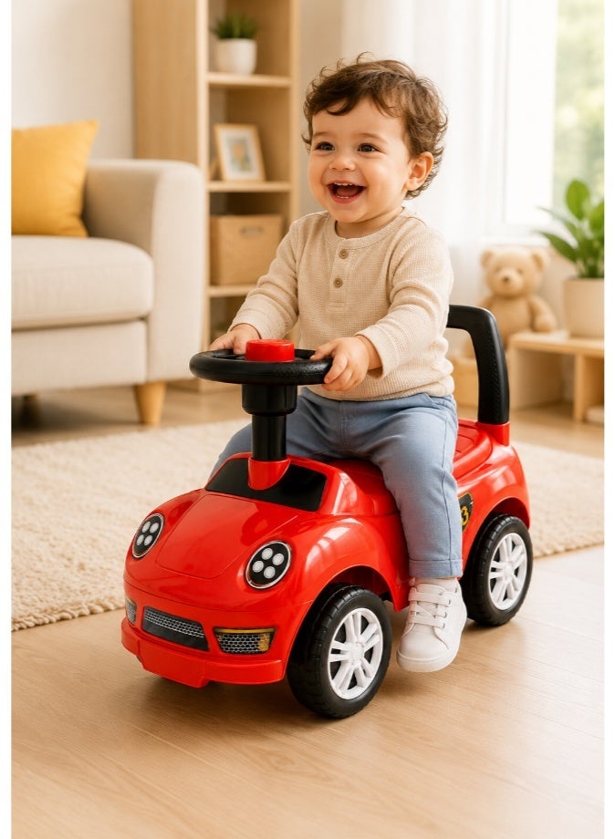 DAT Kids Foot-to-Floor Ride-On Sliding Car with Steering Wheel, BPA-Free PP Plastic, Anti-Rollover Stable Base for Toddlers Ages 1-3 – Red - Image 4