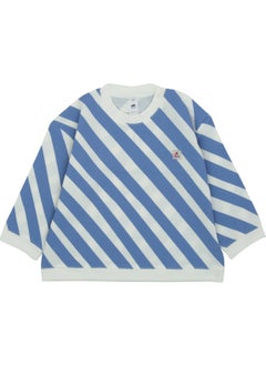 Jrmori Sideways Stripe Printed Sweatshirt with Snap on Shoulders  - Image 1
