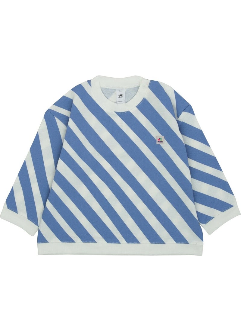 Jrmori - Sideways Stripe Printed Sweatshirt with Snap on Shoulders - Image 1