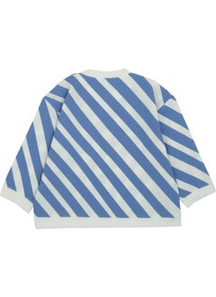 Jrmori Sideways Stripe Printed Sweatshirt with Snap on Shoulders  - Image 2