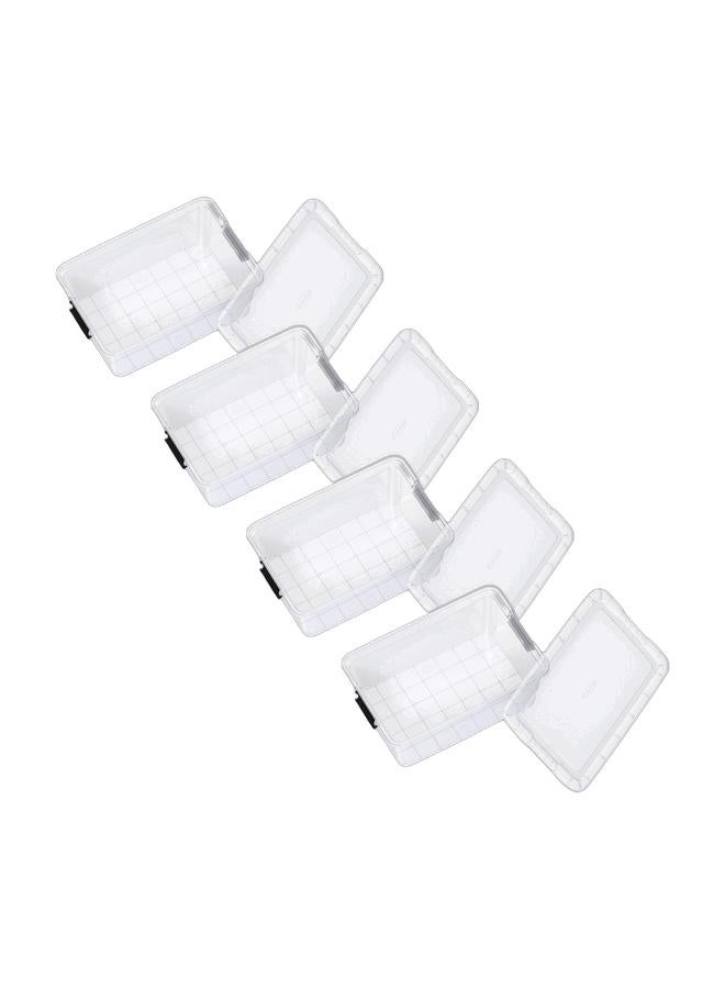 Cosmoplast صندوق تخزين بلاستيكي شفاف سعة 13 لتر مع غطاء قابل للقفل (عبوة من 4) - Image 1