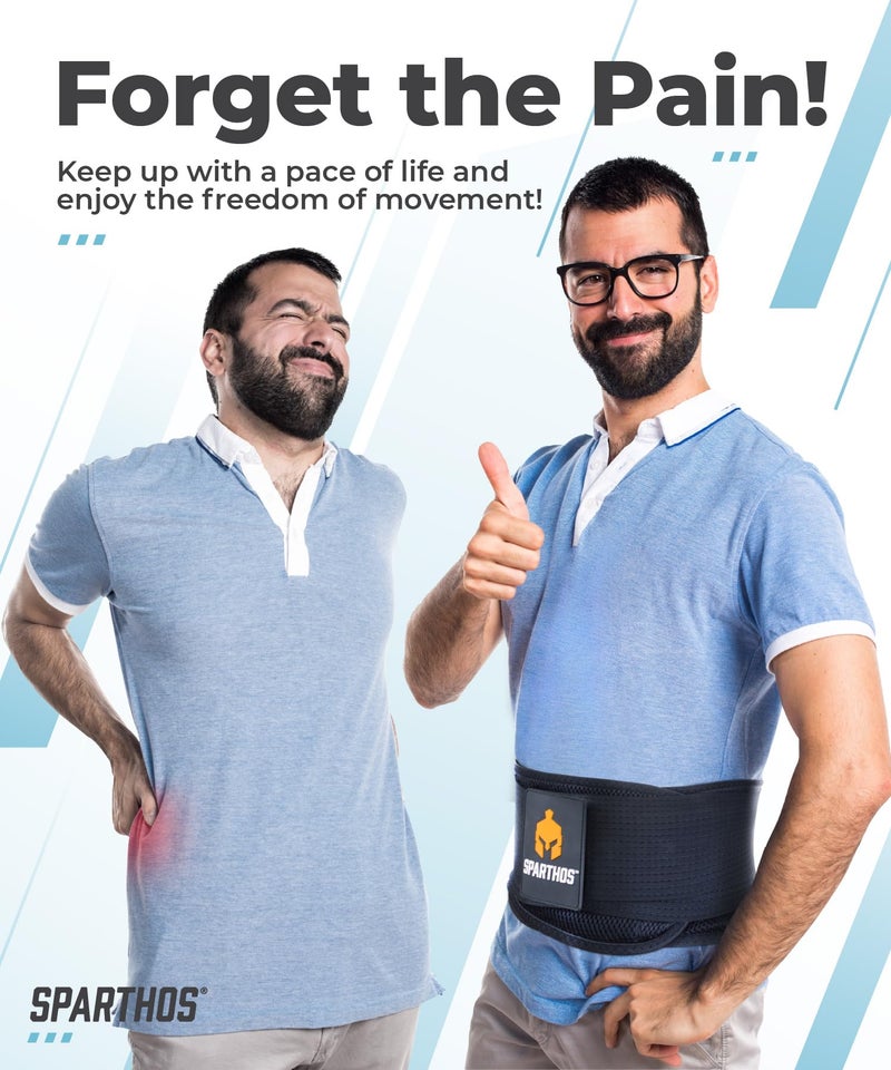 Sparthos Back Brace for Lower Back Pain - Immediate Relief from Sciatica, Herniated Disc - w/Lumbar Support Pad - For Home & Lifting At Work - For Men & Women - Fits 52–59″ Waist (XL, Check Sizing) - Image 2