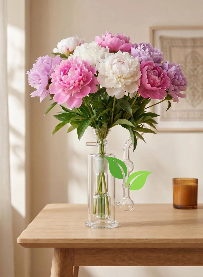 Double Layer Floating Glass Vase, Modern Suspended Flower Vase with Inner Vase for Home Decor