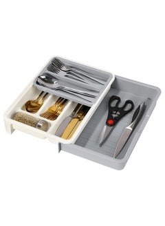 Utensil Tray for Drawers, Adjustable, 7 Compartments, Drawer Organizer for Various Utensils, Drawer Accessory for Kitchen, Bathroom, Office, 6 x 23.5 x 31.5 cm
