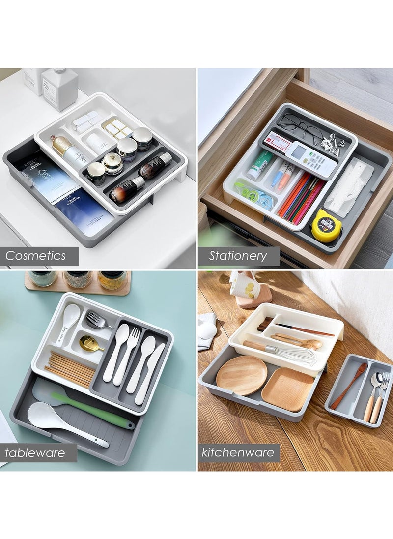 KITCHENOO - Utensil Tray for Drawers, Adjustable, 7 Compartments, Drawer Organizer for Various Utensils, Drawer Accessory for Kitchen, Bathroom, Office, 6 x 23.5 x 31.5 cm - Image 1
