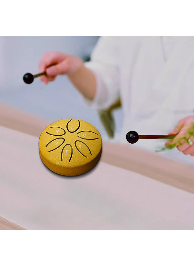 Generic Steel Tongue Drum 3 Inch 6 Notes Percussion Instrument Balmy Drum with Drum Mallets  - Image 3