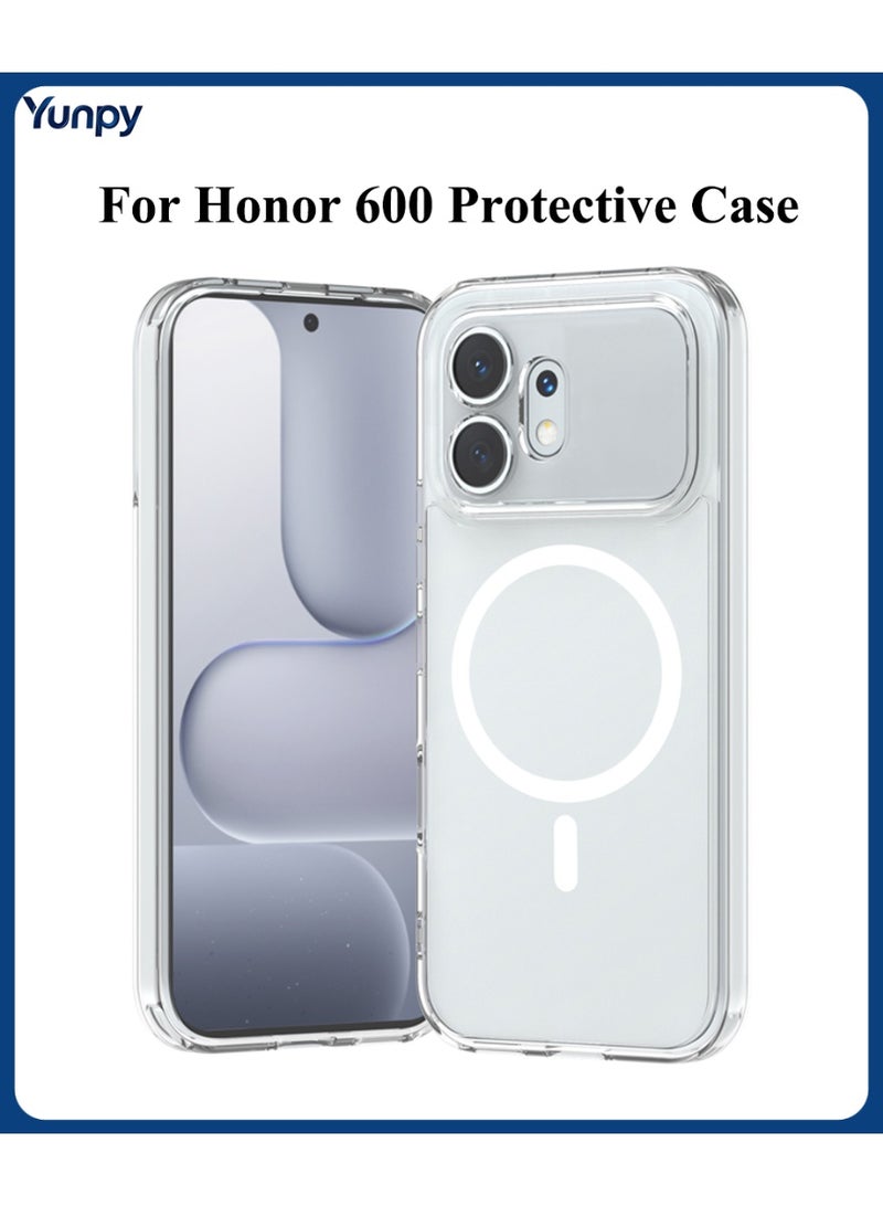 Yunpy Magnetic Clear Case for Honor 600, Shockproof Anti-Scratch Transparent Phone Cover with Built-in MagSafe Ring - Image 1