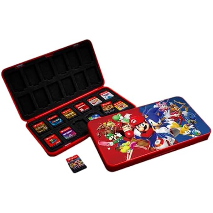 rayihni MARIO & FRIENDS CASE FOR NINTENDO SWITCH 24 GAME SLOTS - LITE ACCESSORIES SD CARD STORAGE & PROTECTION NS BOX - Image 1