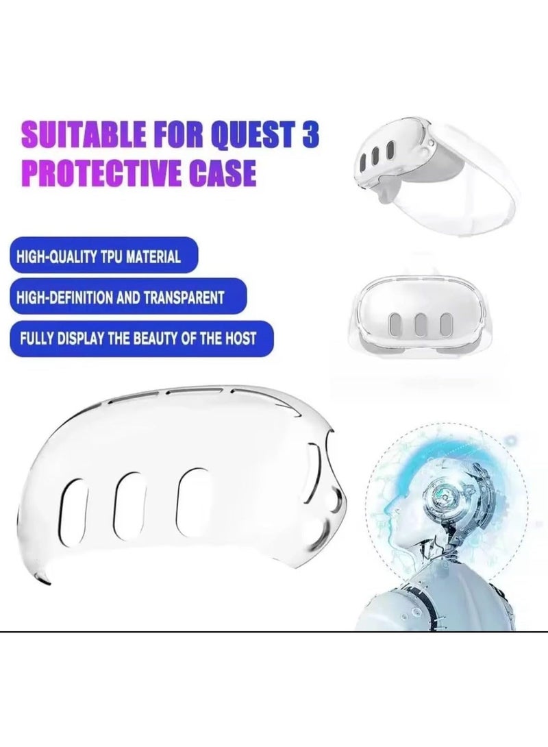 Fekra Protective Case for Meta Quest 3 - Lens Protector,VR Accessories for Meta Quest 3,Include Impact Resistant Lens Cover Tempered Glass Protector,4 Joystick Caps (Clear) - Image 4