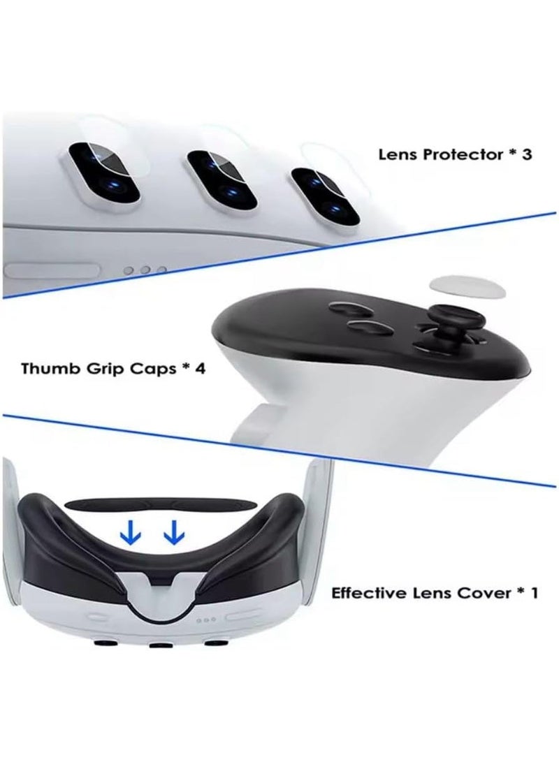 Fekra Protective Case for Meta Quest 3 - Lens Protector,VR Accessories for Meta Quest 3,Include Impact Resistant Lens Cover Tempered Glass Protector,4 Joystick Caps (Clear) - Image 2