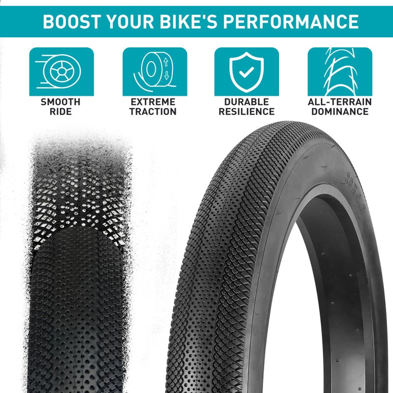 Balinge E-Bike 20x4.0 Fat Tire 20 x 4 Fat Tire 2 Pack Heavy Duty High-Performance Wear-Resistant Mountain Snow Bike Tire, E-Bike Tires 20x4, 20x4 Tire, Blackï¼Œ2Tires - Image 3