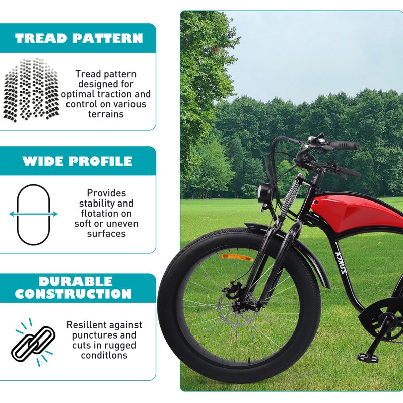 Balinge E-Bike 20x4.0 Fat Tire 20 x 4 Fat Tire 2 Pack Heavy Duty High-Performance Wear-Resistant Mountain Snow Bike Tire, E-Bike Tires 20x4, 20x4 Tire, Blackï¼Œ2Tires - Image 5