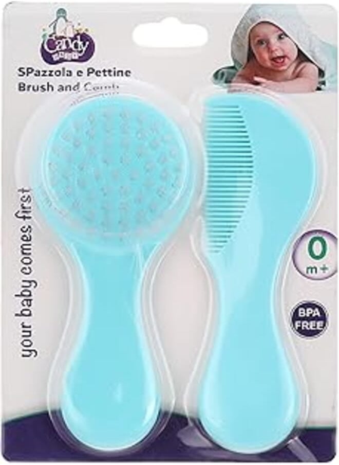 Candy Baby - Candy Baby Brush and Comb BPA Free For boys-Baby Blue-+ 0 Month - Image 1