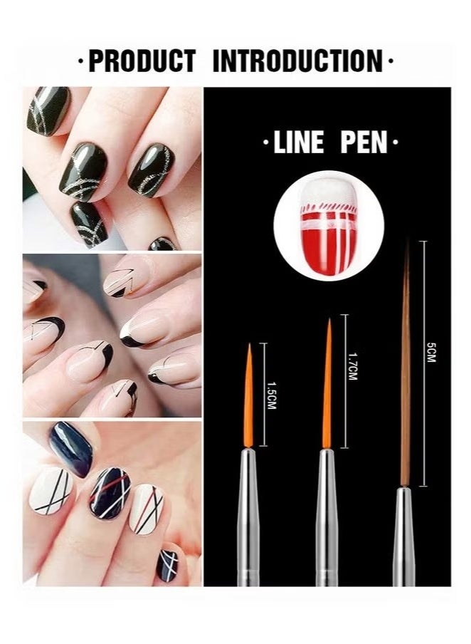ORiTi Nail Art Gel Design Pen Painting Polish Brush Dotting Drawing Tools Set - Image 2