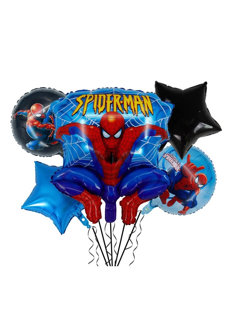 5pcs /set cartoon character anime balloon set for party supply cartoon spiderman themed birthday party decoration aluminum foil balloon set - Image 1