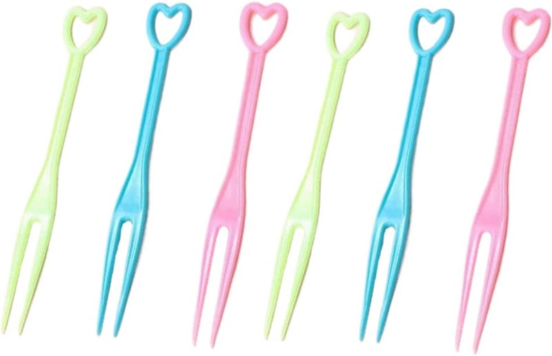 Honkenda 500PCS Disposable Plastic Cocktail Picks Fruit Forks Colorful Heart Shape Mini Cake Forks Sticks Party Supplies Tasting Appetizer Plates Picks Dessert Forks - Image 3