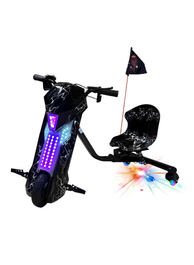 Crony D02 Electric Drift Car, Electric Drift Trike, Drift Scooter, Drift Kart, Electric Drift Kart, Ride On Drift Car, Kids Drift Car, Electric Ride On Car, Kids Electric Vehicle, Ride On Toy Car, Battery Powered Drift Car, 18KM/H High Speed Drift Car, LED Lights Drift Car, RGB Lights Drift Trike, Drift Car with Bluetooth Speaker, Rechargeable Battery Drift Car, Powerful Motor Drift Scooter, Wide Rear Wheels Drift Trike, Electric Drift Car for Kids Boys Girls Teens, Outdoor Ride On Drift Toy, Racing Drift Vehicle for Children , Black Flash - Image 1