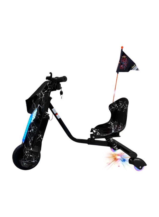 Crony D02 Electric Drift Car, Electric Drift Trike, Drift Scooter, Drift Kart, Electric Drift Kart, Ride On Drift Car, Kids Drift Car, Electric Ride On Car, Kids Electric Vehicle, Ride On Toy Car, Battery Powered Drift Car, 18KM/H High Speed Drift Car, LED Lights Drift Car, RGB Lights Drift Trike, Drift Car with Bluetooth Speaker, Rechargeable Battery Drift Car, Powerful Motor Drift Scooter, Wide Rear Wheels Drift Trike, Electric Drift Car for Kids Boys Girls Teens, Outdoor Ride On Drift Toy, Racing Drift Vehicle for Children , Black Flash - Image 4