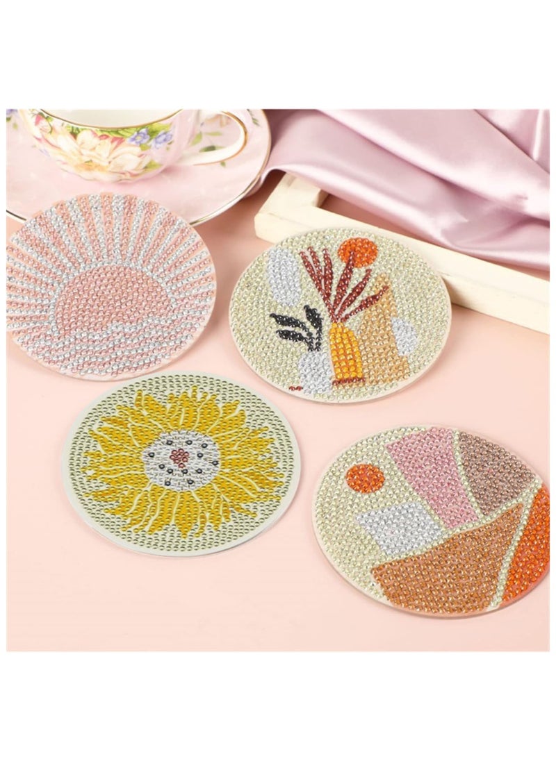 LKTOCAFT - Diamond Art Coasters Set  8 Pcs Round Wooden Cup Holders with DIY Kit, Perfect for Home Bar Table Decor, Crafts & Gifts - Image 1