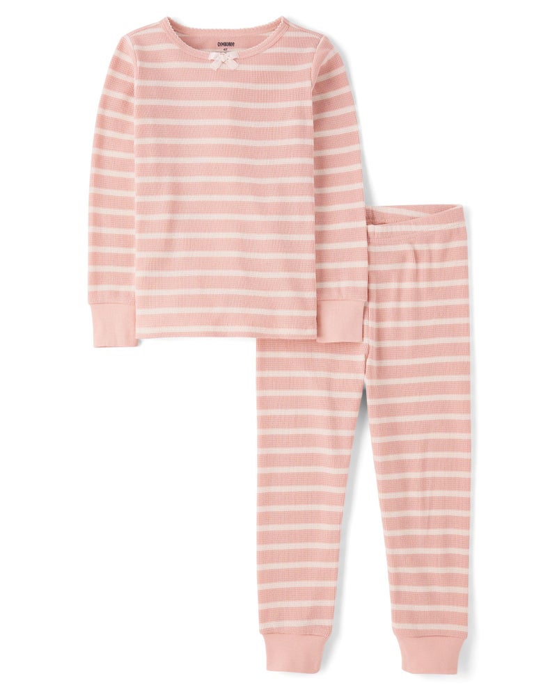 Gymboree,Unisex Child,Kids Gymmie Long Sleeve and Pant Cotton 2-Piece Pajama Sleepwear Sets, Big Kid, Toddler,Rose Dust Stripe,10 - Image 1