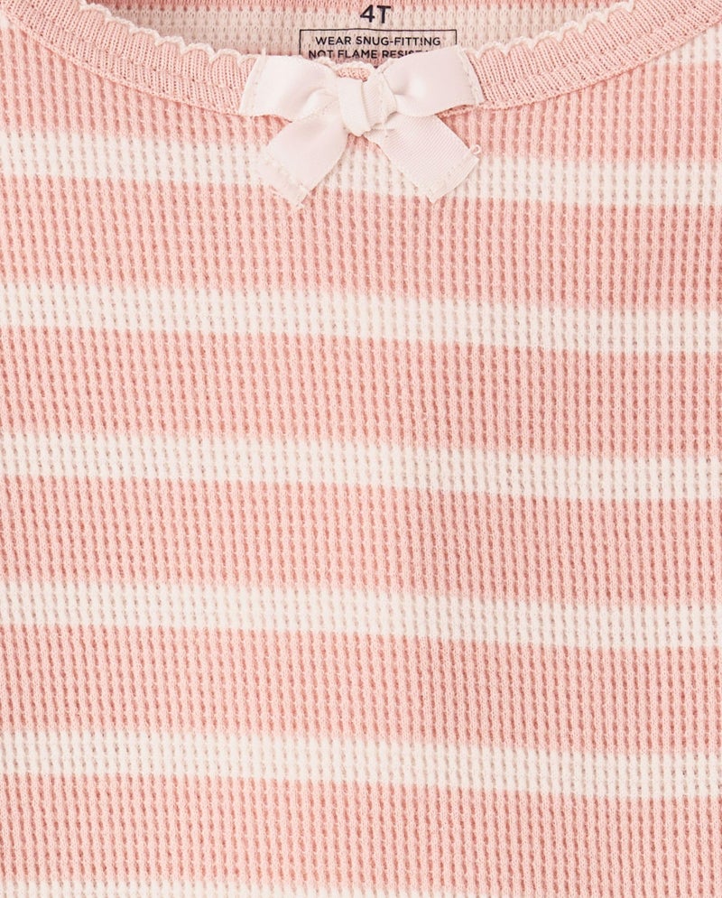 Gymboree,Unisex Child,Kids Gymmie Long Sleeve and Pant Cotton 2-Piece Pajama Sleepwear Sets, Big Kid, Toddler,Rose Dust Stripe,10 - Image 3