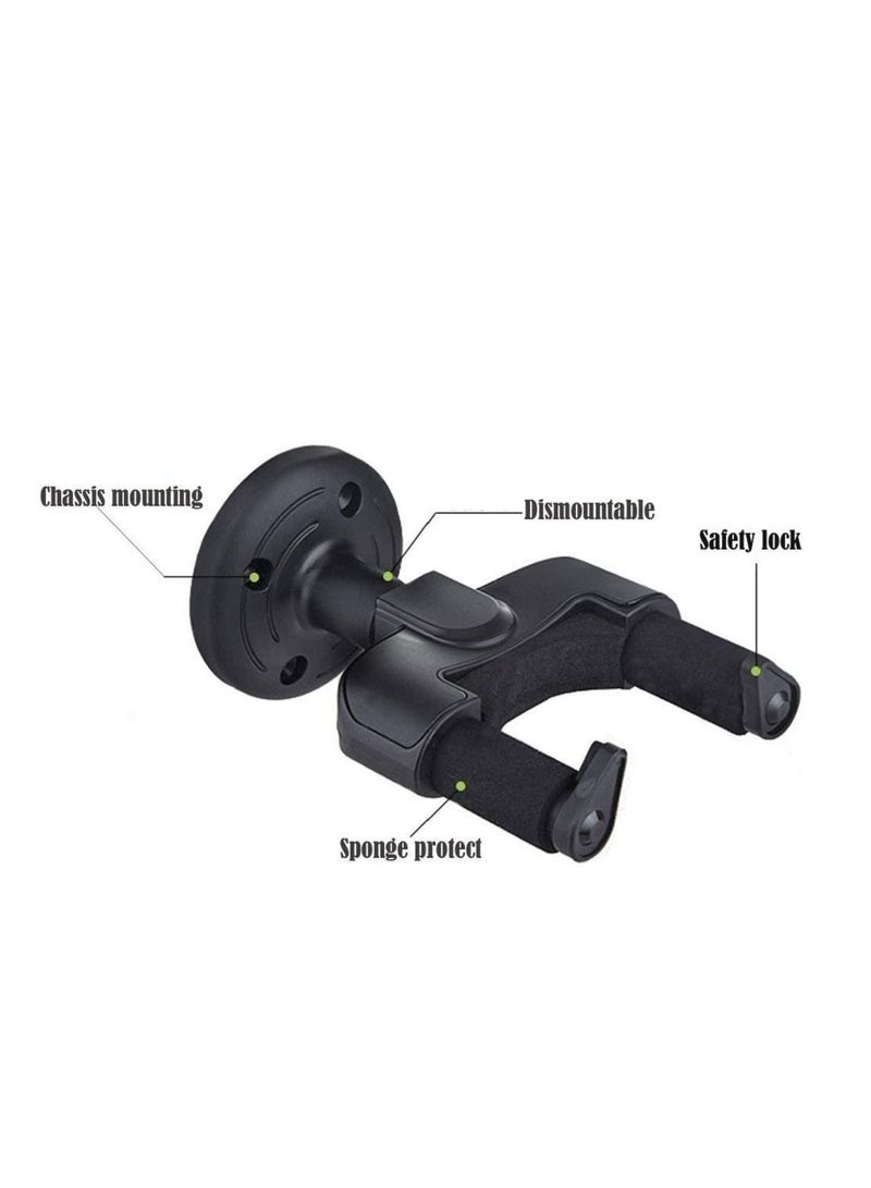 Mike Music 3 Pack Guitar Wall Mount Auto Lock Hanger Guitar Stand Holder Guitar Wall Hook For Displaying Guitar Bass Mandolin Banjo (hanger auto lock 3pack, Black)  - Image 2