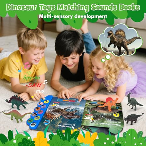 iGRATENS Dinosaur Toys with Sound Books 10PCS Dino Toy for Toddlers Animal Sounds Book with 10 Buttons Realistic Plastic Animal Figures Dinosaur Toys for Kids 35 Dinosaurs Lover Gifts for Kids - Image 5