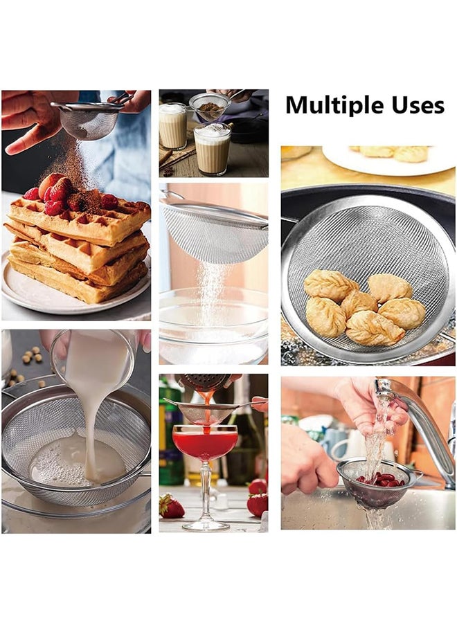 SKY-TOUCH 3-Piece Stainless Steel Fine Mesh Strainer Set with Handle – 3 Sizes (20cm, 14cm, 12cm) for Kitchen, Food, Tea, Coffee, Juice, Quinoa, Rice, Flour, Baking, and Cooking - Image 5