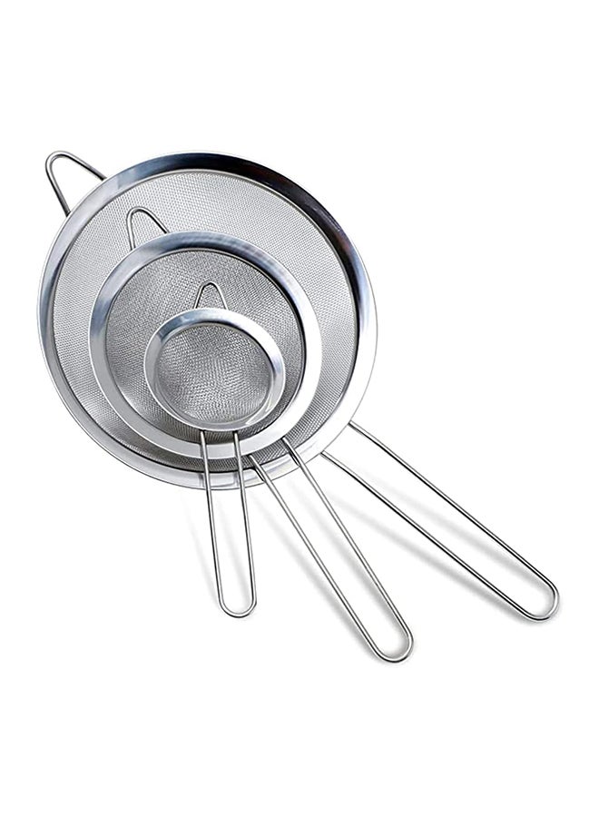 SKY-TOUCH 3-Piece Stainless Steel Fine Mesh Strainer Set with Handle – 3 Sizes (20cm, 14cm, 12cm) for Kitchen, Food, Tea, Coffee, Juice, Quinoa, Rice, Flour, Baking, and Cooking - Image 1