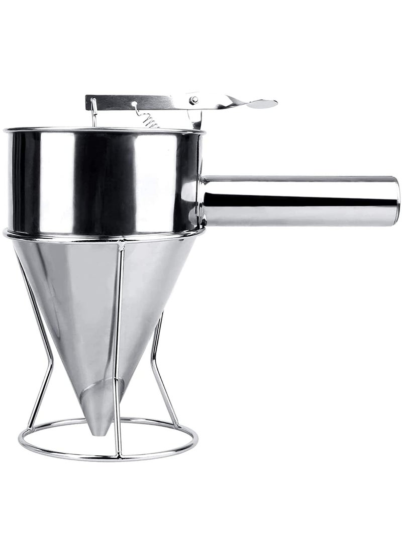 INOBECK INOBECK Stainless Steel Donut Cupcake Batter Dispenser Funnel Pancake Maker Helper Rack Heavy Duty Baking Tool Maker For Cupcakes Crepes Muffin Waffles Chocolate Balls Pack Of 1  - Image 2
