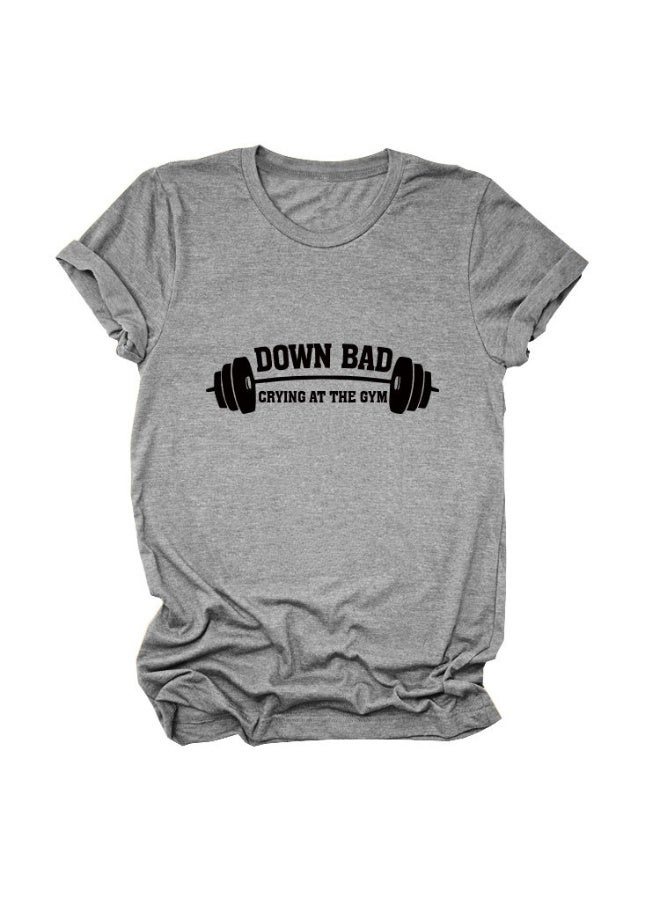 Womens Workout Crewneck T-Shirt Funny Fitness Short Sleeve Tee - Image 1