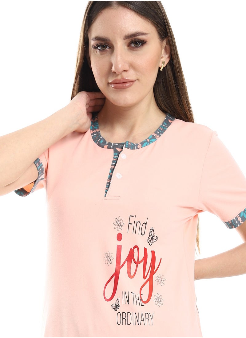 Caesar - Women Pajama Set With Half Sleeves And Printed Photo - Image 1