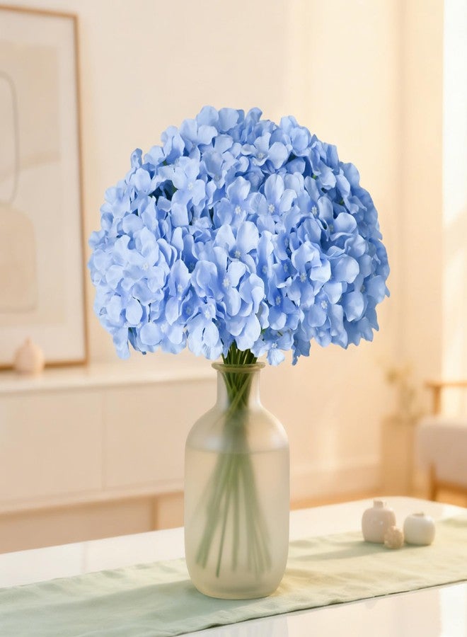 Cherica 100 Pcs Faux Blue Hydrangea Artificial Flowers Bulk, Fake Silk Hydrangea Flowers Heads with Stems for Wedding Decorations Garden Party Baby Shower Porch Home Decor Table Centerpieces - Image 4