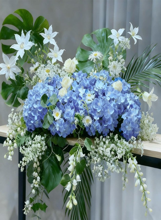 Cherica 100 Pcs Faux Blue Hydrangea Artificial Flowers Bulk, Fake Silk Hydrangea Flowers Heads with Stems for Wedding Decorations Garden Party Baby Shower Porch Home Decor Table Centerpieces - Image 5