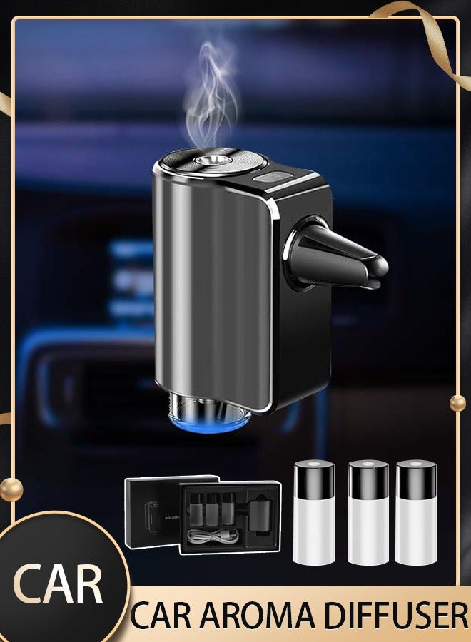 منعش هواء للسيارة ومرطب - موزع زيوت عطرية بـ 3 مستويات مع 3 زجاجات عطر للغرفة/المكتب/السيارة (أسود، محمول) - Image 1