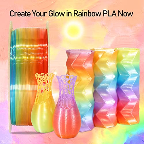 MIKA3D Clear Rainbow Fast Color Change Multi Colored PLA 3D Printing Filament, Widely Fit for 3D Printer, 1.75mm Color Change Gradually Random Quickly PLA, 1KG 2.2LBS Transparent Multicolor - Image 5