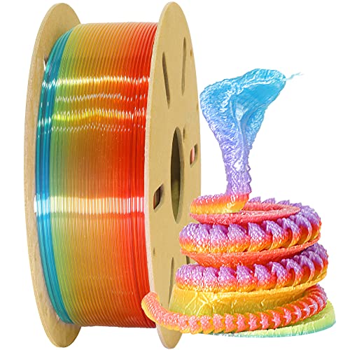 MIKA3D Clear Rainbow Fast Color Change Multi Colored PLA 3D Printing Filament, Widely Fit for 3D Printer, 1.75mm Color Change Gradually Random Quickly PLA, 1KG 2.2LBS Transparent Multicolor - Image 1