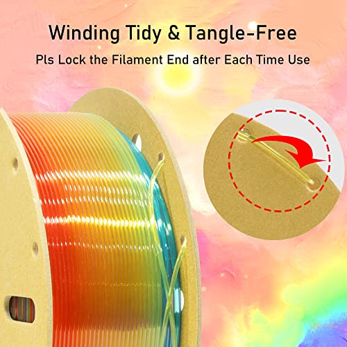 MIKA3D Clear Rainbow Fast Color Change Multi Colored PLA 3D Printing Filament, Widely Fit for 3D Printer, 1.75mm Color Change Gradually Random Quickly PLA, 1KG 2.2LBS Transparent Multicolor - Image 4