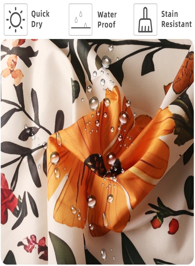 Longan Craft Boho Floral Shower Curtain with Tassels, Wildflower Beige Botanical Flower Tassel Shower Curtain for Bathroom 72x72 Inch Waterproof Fabric Set with 12 Hooks Bohemian Country Bath Curtain Bathtub Decor - Image 4
